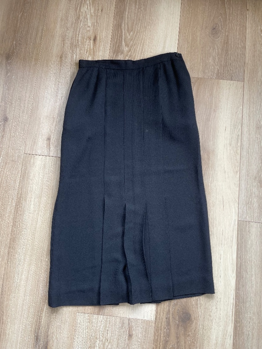 Vintage Christian Dior Black Gabardine Pencil Skirt with Kick Pleat